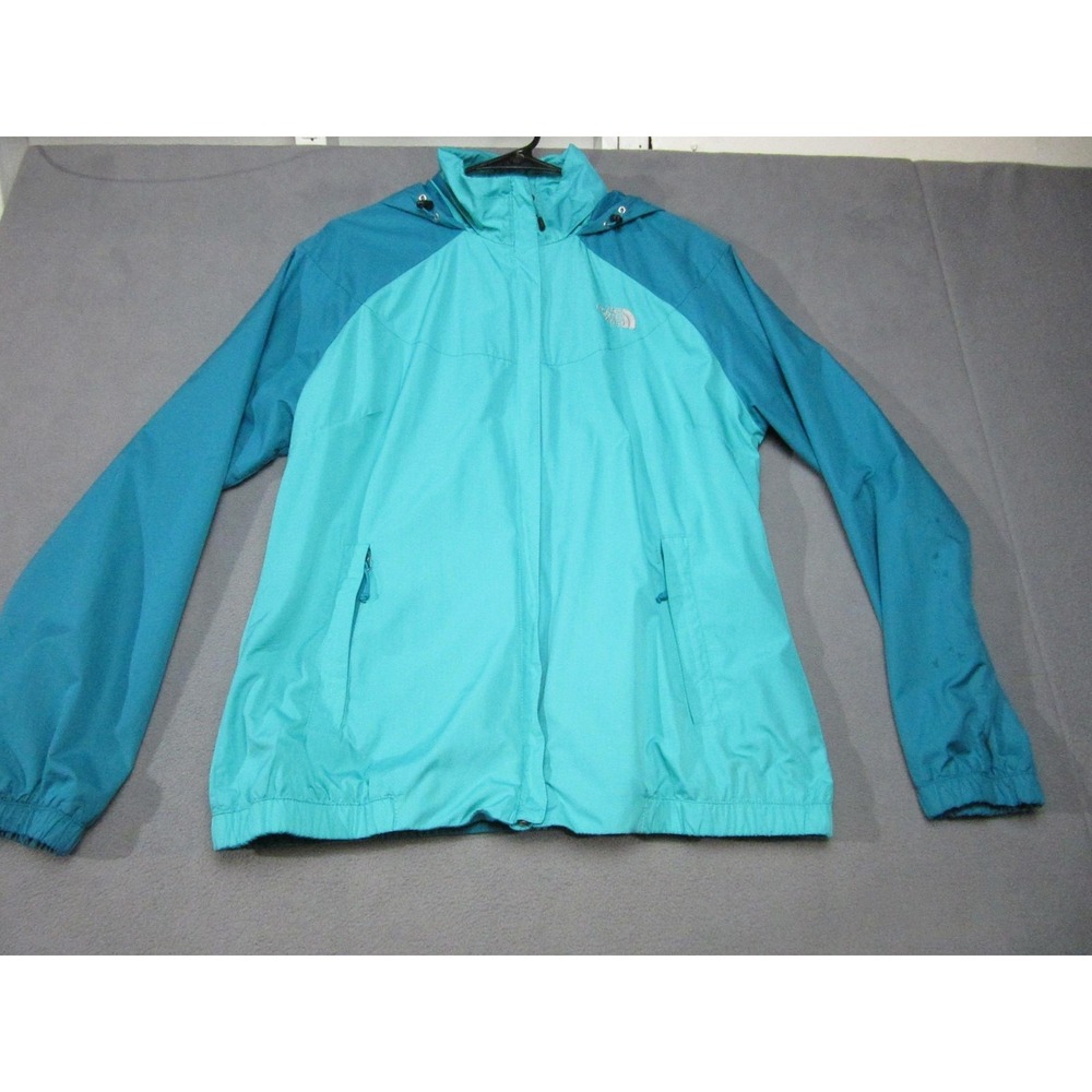 The North Face Jacket Womens Large Blue Hooded Full Zip Colorblock Windbreaker
